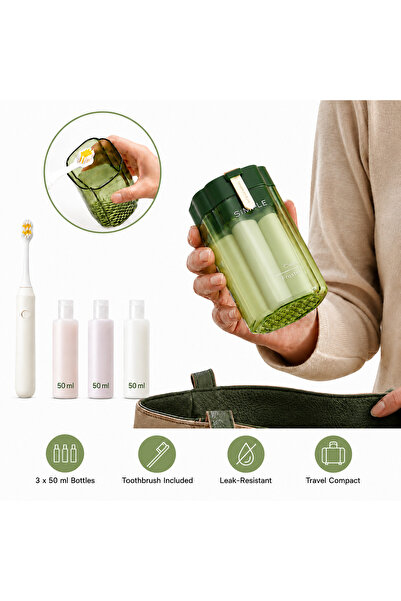 miraza Set Recipiente Calatorie cu Periuta de Dinti,3 Sticlute Cosmetice Rein...