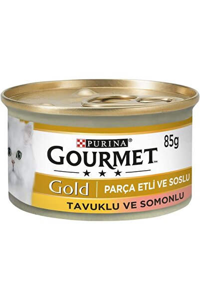 Gourmet Gold Parça Etli Somonlu & Tavuklu Yaş Kedi Maması, Yetişkin, 85 g