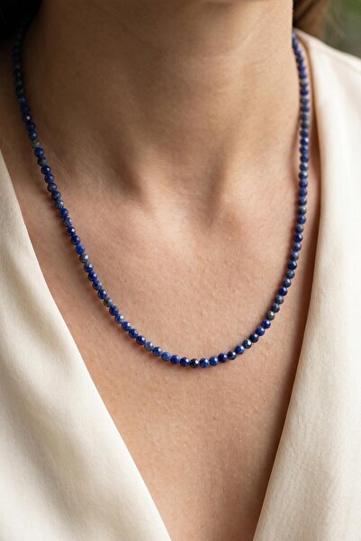 Taş Sandığı Lapis Lazuli Stone Faceted Cut Pendant – 3 mm – Stainless Steel