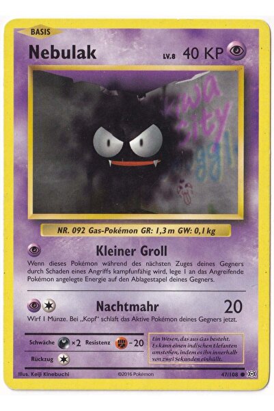 Pokemon Gastly #47 (Nebulak) - Almanca Evolutions - Kartı (NM- Near Mint)