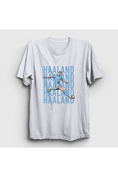 Presmono Unisex White Pop Art Erling Haaland Football T-Shirt 615676Tt