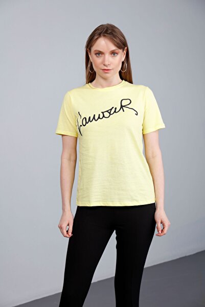 FIRST STYLE Turkish Stylish T-Shirt Yellow