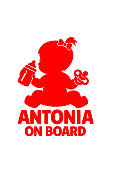 OEM Autocolant decorativ auto  "ANTONIA LA BORD ", M1, 10cm, Roșu