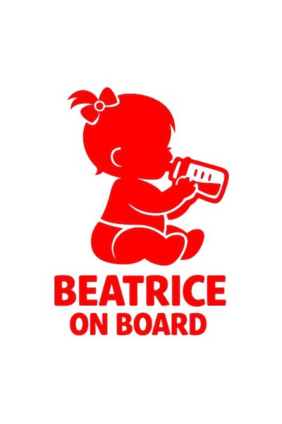 OEM Autocolant decorativ auto  "BEATRICE ON BOARD ", 10cm, Roșu