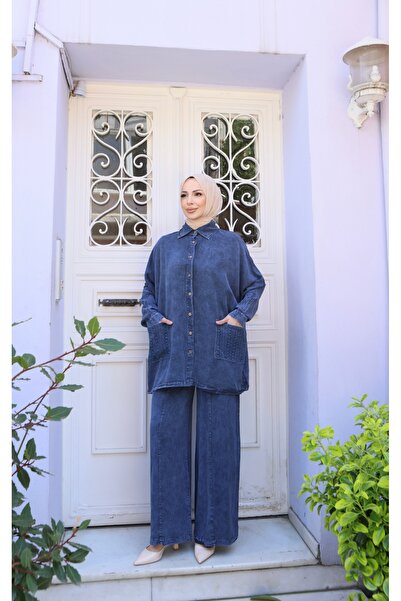 NİSUM MODA Embroidery Pocketed Tencel Set