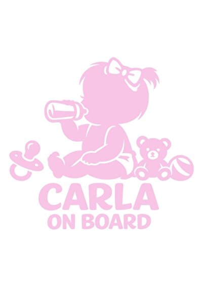 OEM Autocolant decorativ auto  "CARLA ON BOARD ", 10cm, Roz