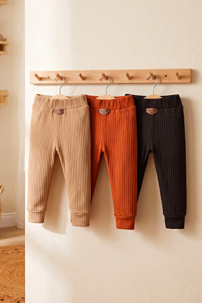 MAHFEL 3-Pack 100% Cotton Flexible Ribbed Baby Alpine Pants Unisex