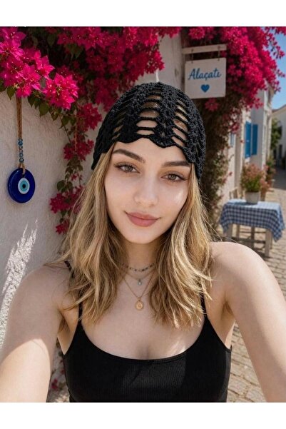 NOİR & GOLD Knitted Beanie or Knitted Bandana/Bone/Crochet Skull Cap