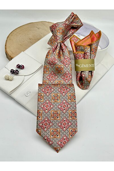 Gutiero Classic Tie with Pink Patterned Handkerchief