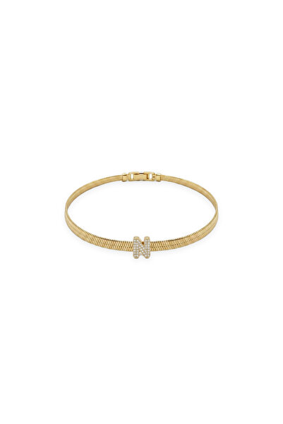 Charmist Çelik Üzeri Altın Kaplama Monogram Gold Harf Bileklik - N