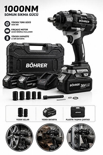 BÖHRER BA011416 BİJON SÖKME 2 AKÜLÜ 1000NM PROFESYONEL SOMUN SIKMA MAKİNESİ -...