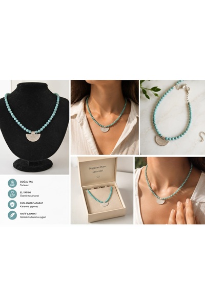 Dilerce Natural Stone Turquoise Necklace