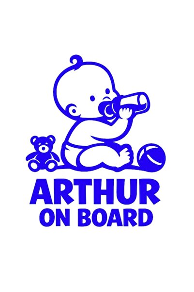 OEM Autocolant decorativ auto  "ARTHUR ON BOARD ", 15cm, Albastru