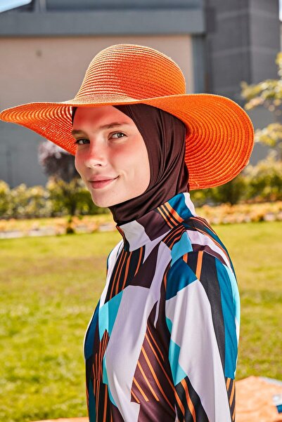 Marina Swimwear Orange Wide Straw Hat - 14232
