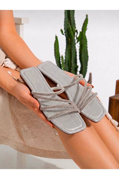 PLN SHOES Orthopedic Sole Silver 5mm Sponge Three Stone Flat Heel Women's Eve...