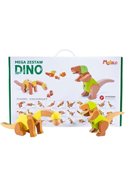 Malblo Set Mega DINO, 33 piese din lemn, 30 cartonașe cu dinozauri, 56,5x35,5...