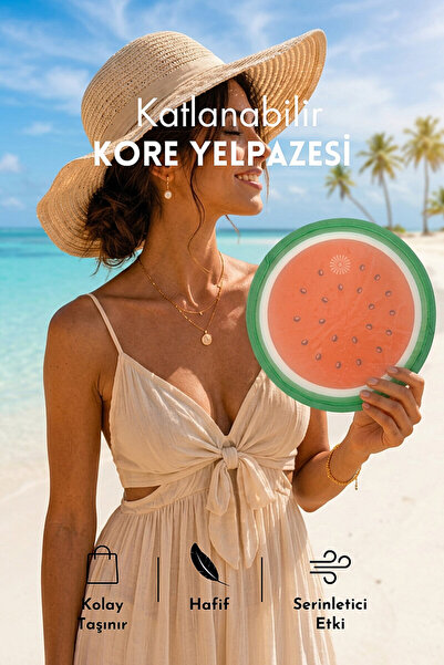 Bimotif Katlanabilir Kore Yelpazesi, 25cm Çantalı Kolay Taşınabilir Serinleti...
