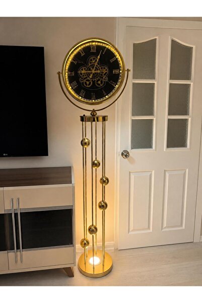 Ky Collection LAMBADER GÖVDELİ ÇARKLI LEDLİ SAAT GOLD