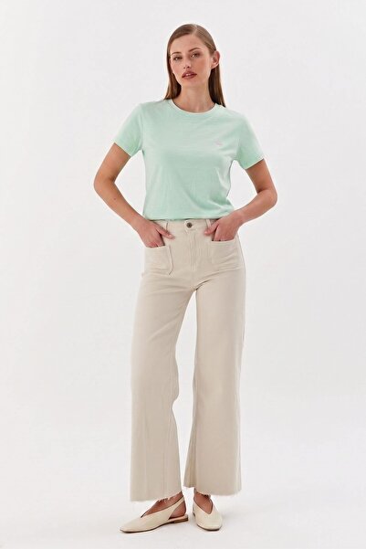 Shopping Shop Ribbon Embroidered T-Shirt Mint