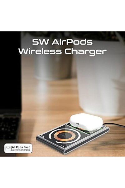 Generic 3-in-1 Magnetic Wireless Charging Station, 15W Foldable Fast Charging Stand, Transparent Portable Charging Dock with Magnetic Phone Charger, Smartwatch Charger & Wireless Earbuds Charger for Home
