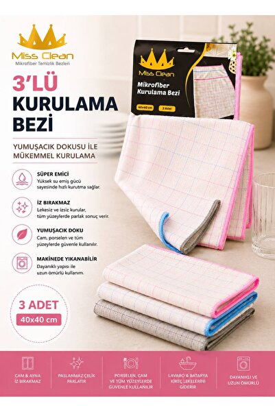 MİSCLEAN MİKROFİBER 3 LÜ KURULAMA BEZİ