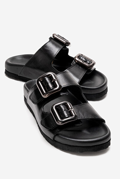 PASSAGE SHOES Дамски чехли от естествена кожа с двойна каишка и катарама 6337...