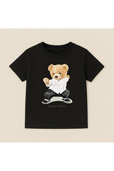 SVART WEAR Παιδικό και εφηβικό μπλουζάκι με στάμπα αρκουδάκι, βαμβακερό, με κ...