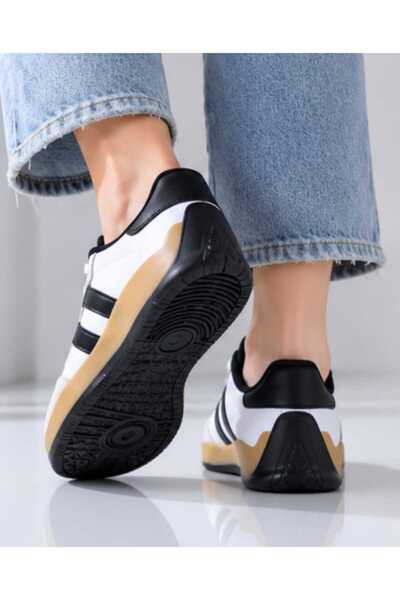 GAK RUN Retro Unisex Sneaker Beyaz Siyah – Rahat Günlük Spor Ayakkabı | Kaymaz Taban