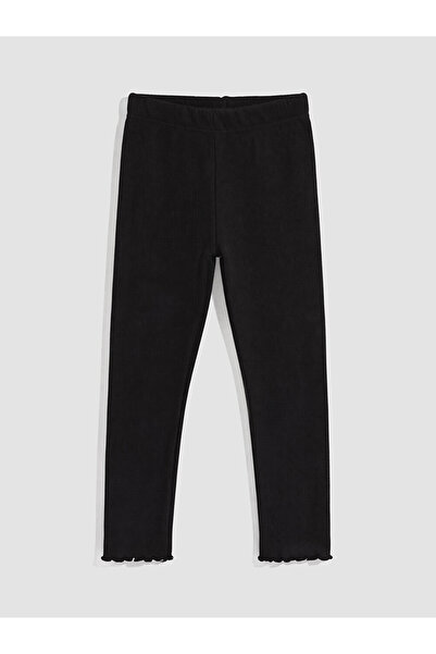 LC Waikiki Lcw Kids Black Regular Waist Ruffle Leg Girls' Leggings