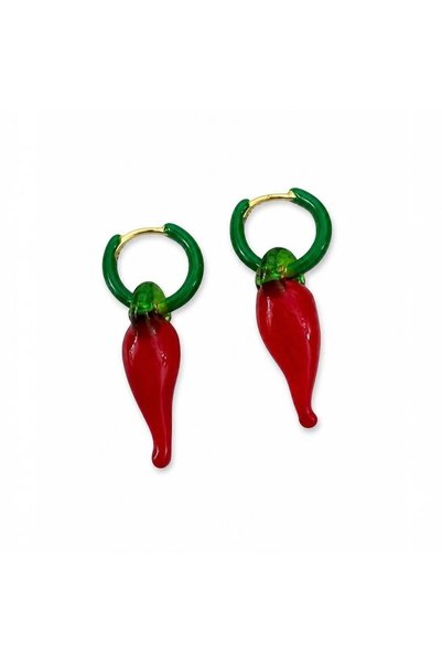 neslyaccessories 925 Gümüş Murano Cam Biber Küpe