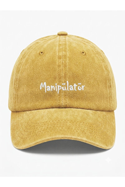 ŞapkaMania "Manipulator" Written Yellow Embroidered Washable Vintage Unisex Hat