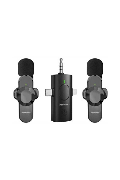 porodo Audix Elite 3-in-1 Lavalier Mic with USB-C, Lightning & 3.5mm AUX supp...