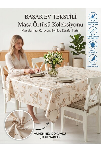 Başak Ev Tekstili Gold Shiny Pvc Tablecloth - Wipeable, Stain Resistant, Kitc...