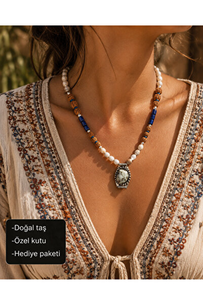 HER ŞEY NOTA www.herseynota.com Seliora Ethnic Natural Stone and Blue Bead De...