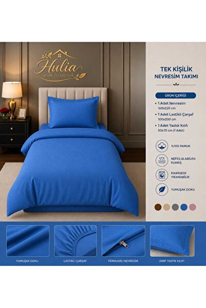 hulia home Elastic Sheet Duvet Cover Set Single Size Cotton Soft Textured Com...