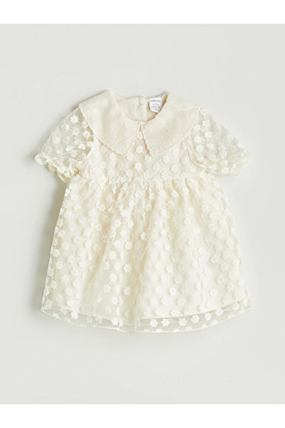 LC Waikiki Lcw Baby Ecru Floral Baby Girl Lace Dress