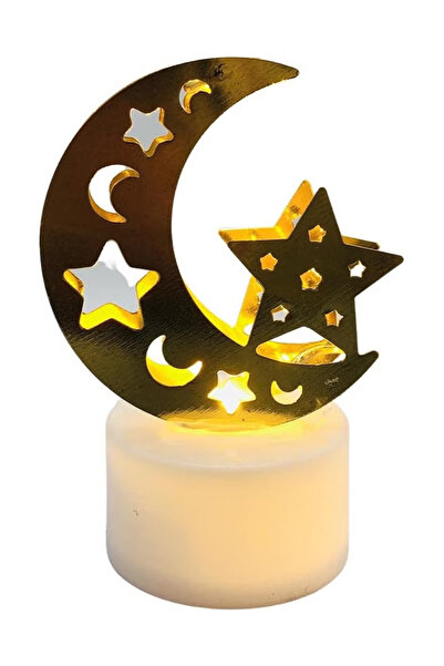 GGEROU فانوس عيد رمضان مبارك، فانوس شموع داخلي مع بطارية مدمجة، إضاءة LED على...