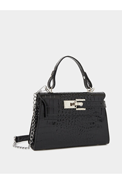Styli Textured Flap Handbag with Turn-Lock