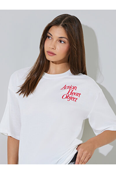 Styli White Oversized Slogan T-Shirt