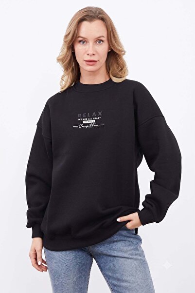 Fulla Moda 3 Iplik Relax Printed Oversize Sweatshirt