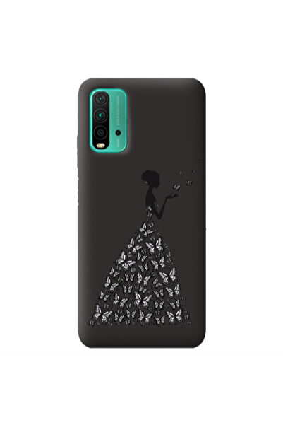 Other Xiaomi Poco M3 Butterfly Girl Black Colored Silicone TPU Θήκη