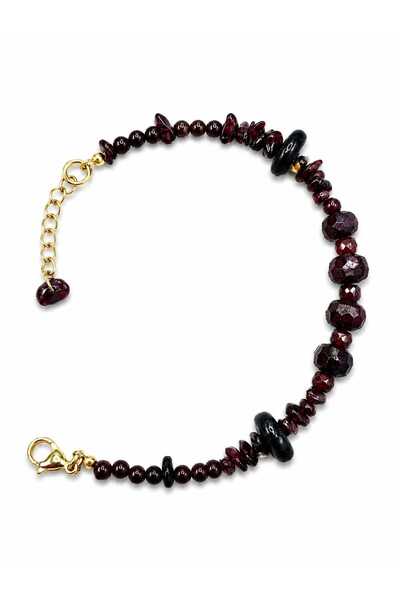 JİMNY JEWELRY Lal – Natural Garnet Stone Bracelet