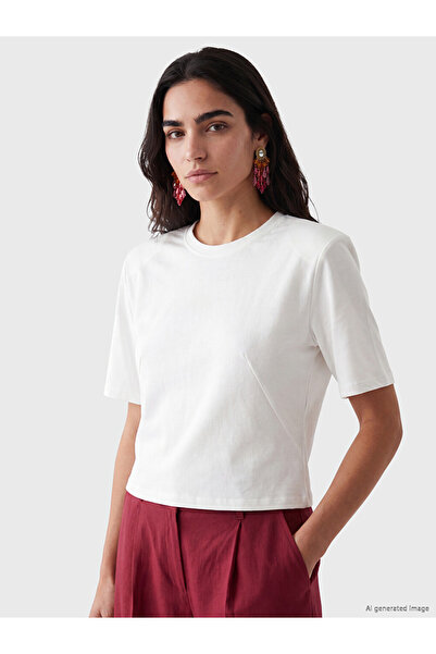 LC Waikiki تي شيرت نسائي من UZG STORE Zero Roba Collar مصنوع من القطن بنسبة 1...