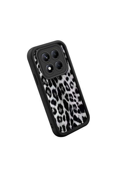 CASEVIBE Redmi Note 14 Pro Plus+ 5G Uyumlu Şık Leopar Baskılı Siyah Kenarlı T...