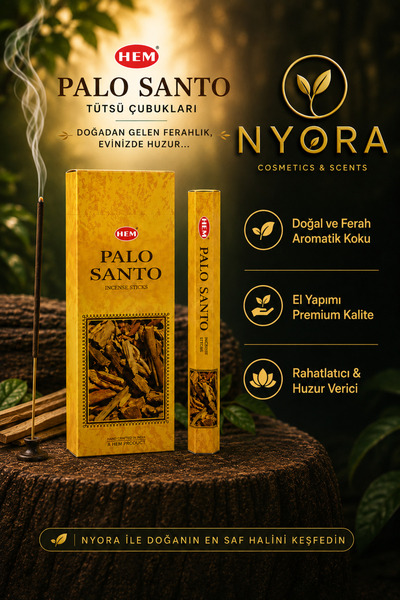 Hem Marka Palo Santo Çubuk Tütsü 120 Adet 6 Paket ve Ahap Tütsü Kayığı