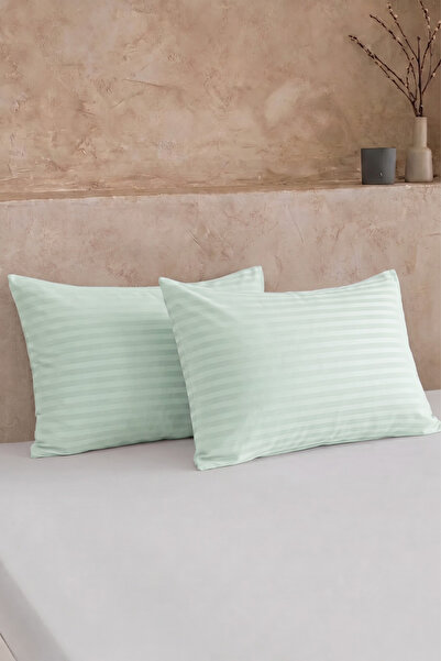 Nart Home Set of 2 Cotton Satin Striped Pillowcases - 83 Thread Count (210 Tc...