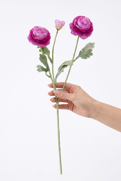 Yapay Çiçek Deposu Yapay Çiçek 3lü Şakayık Ranunculus Dalı 50 cm Lila