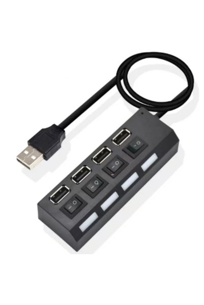 OEM USB Hub Treqa με 4 Θύρες USB-A Και Διακόπτες USB-4 - Μαύρο