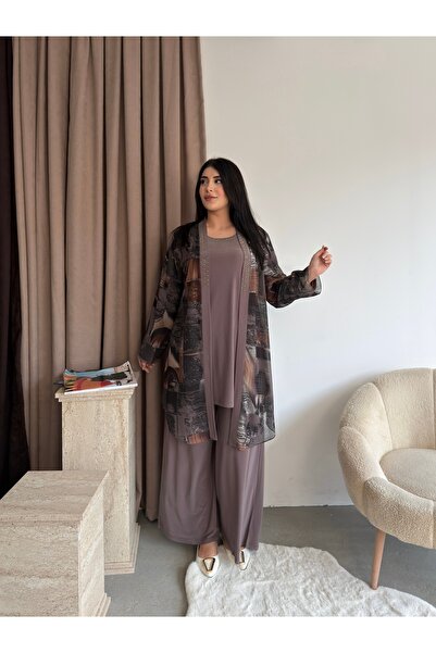 Miss Rosemoon Yeni Sezon Tesettür 3’lü Takım – Desenli,Taş detaylı, Tunik ve ...