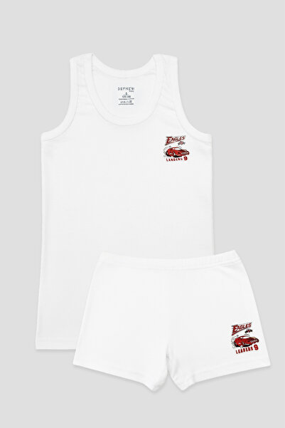 Defne Baby Boys' Premium Cotton Patterned Combed Cotton Undershirt & Boxer Set